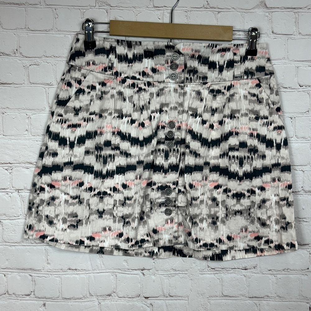 BCBGeneration Stretch‎ Cotton multi color button front Skirt, Women's Size 8